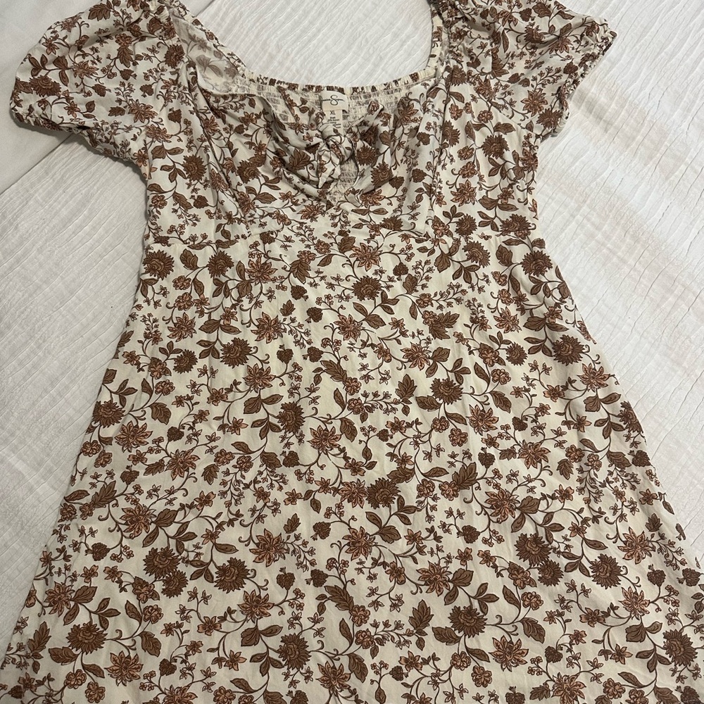 Floral Print Dress with Puff Sleeves